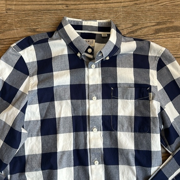 Jack Wills Men's Buffalo Check Navy White Shirt Medium EUC - Picture 2 of 8
